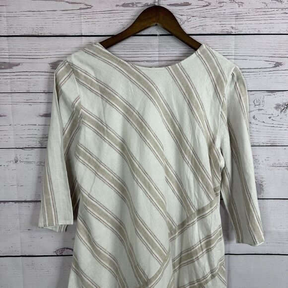 Soft Surroundings Dress Womens Medium Petite Ivory Equinox Linen Beach Neutral - Picture 6 of 15
